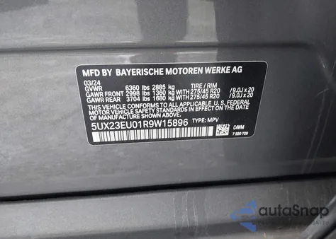 2024 BMW X5 xDrive40I from USA, damaged, VIN 5UX23EU01R9W15896
